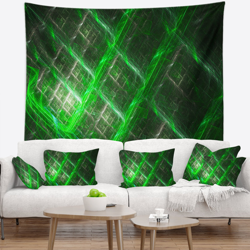 Tapisserie verte verte en métal, H 50 po x l 60 po