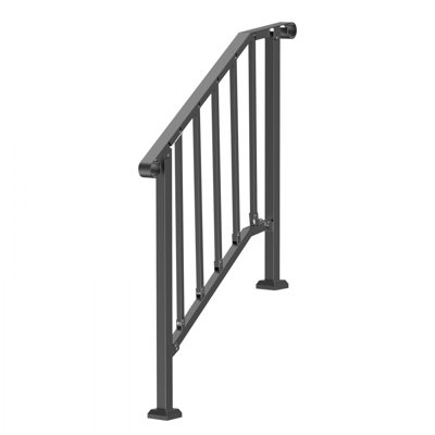 2-3 Step Handrails for Outdoor for Seniors Porch Deck Black Retro Arch