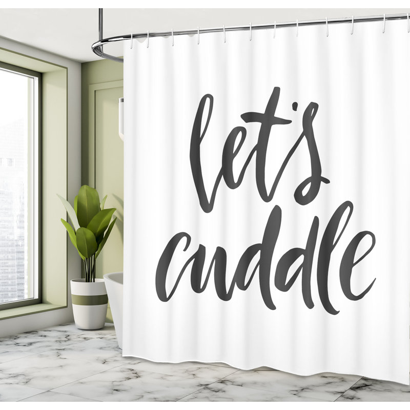 East Urban Home Lets Cuddle Shower Curtain Cursive Calligraphy, 70"H x 69"W