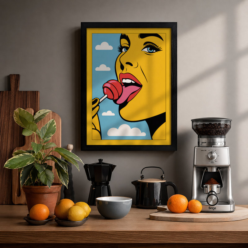 Playful Lollipop Pop Art - Print, Black, A4 - 29.7 x 21.0 cm