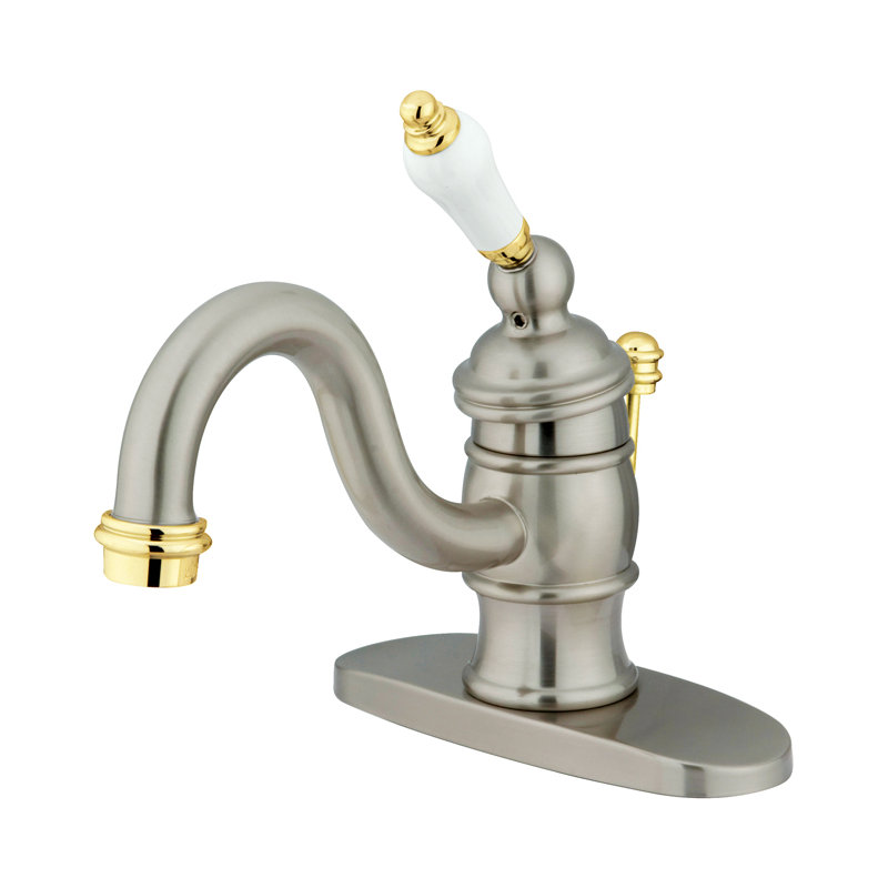Vintage Single Hole Bathroom Faucet with Drain Assembly, Polished Brass