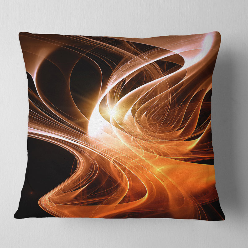 Conception orange fractale en forme de 3D - coussin abstrait imprimé, Coussin décoratif, 16 po x 1 po