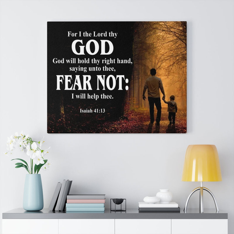Fear Not Isaiah 41:13 Scripture Christian Art mural verset de la Bible prêt à être suspendu, H 18 po x l 24 po x P 1,25 po