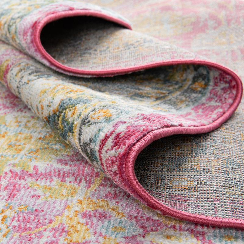 Tapis rose en polypropylène tissé à la machine Haefner, Rectangle 10 pi x 13 pi 1 po
