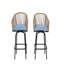 Ensemble de 2 tabourets de bar d'extérieur, chaise de bar en rotin toutes saisons avec accoudoirs et dossier, osier PE