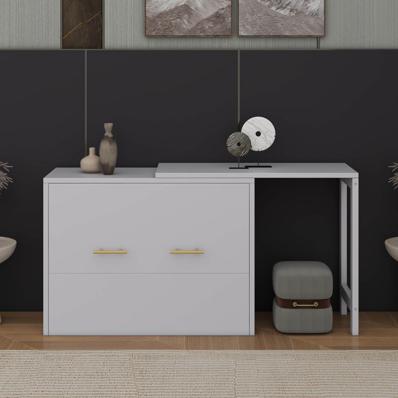 Lit simple escamotable avec bureau Murphy, gris