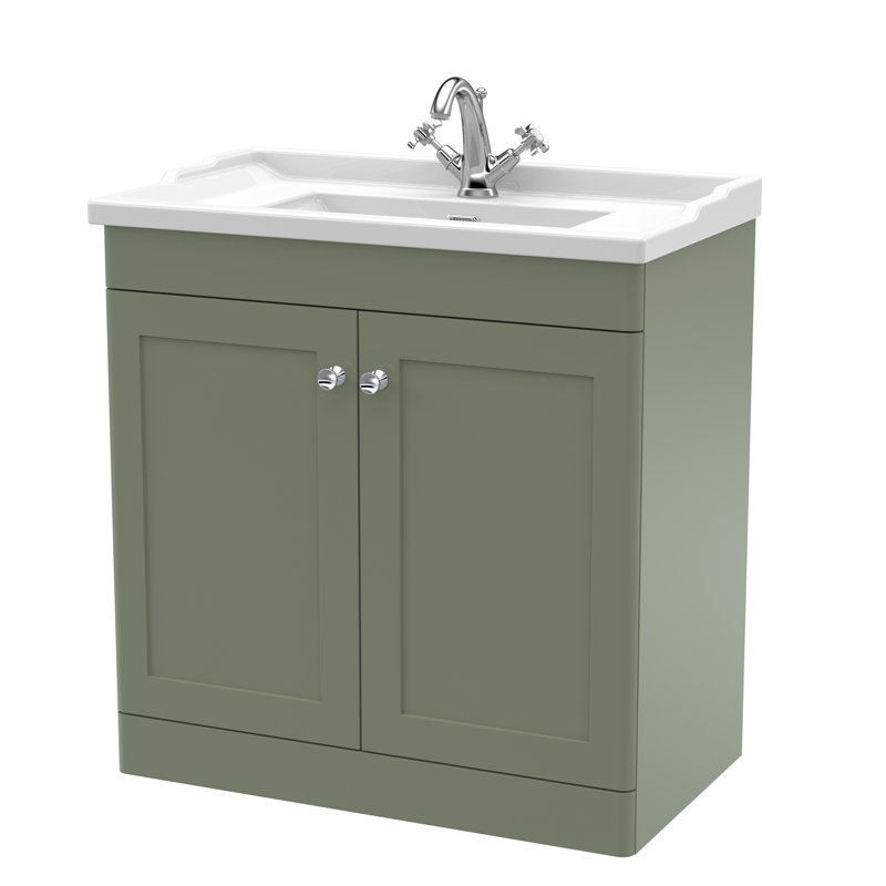 Classique 800mm Double Bathroom Vanity with Vanity Top, Satin Green