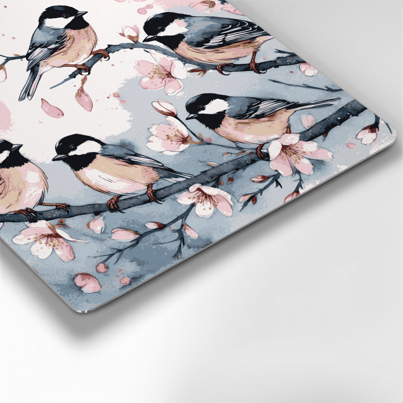 Oiseaux, art mural en métal beige avec mésange, H 192 po x l 192 po x P 0,05 po