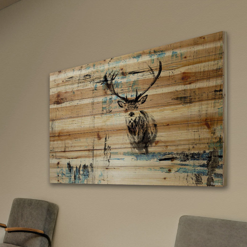 « looking the troupeau » par parvez taj,, reproduction d’art sur bois de pin naturel, H 40 po x l 60 po x P 1,5 po