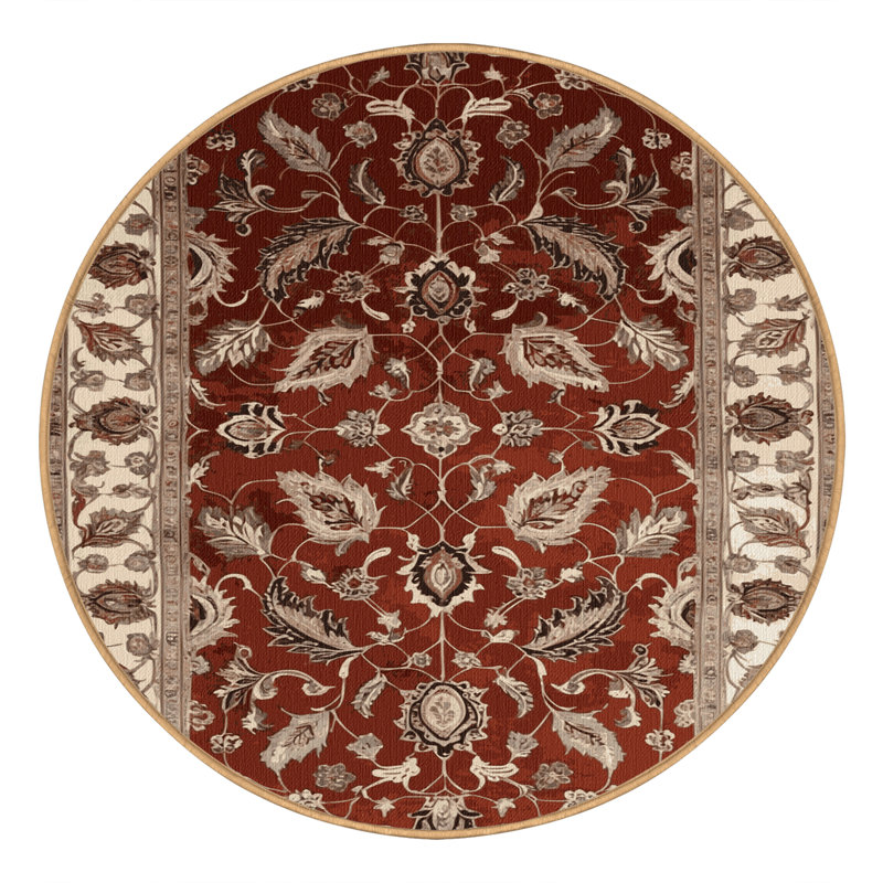Machine Washable Persian Brown Area Rug, Round 6'