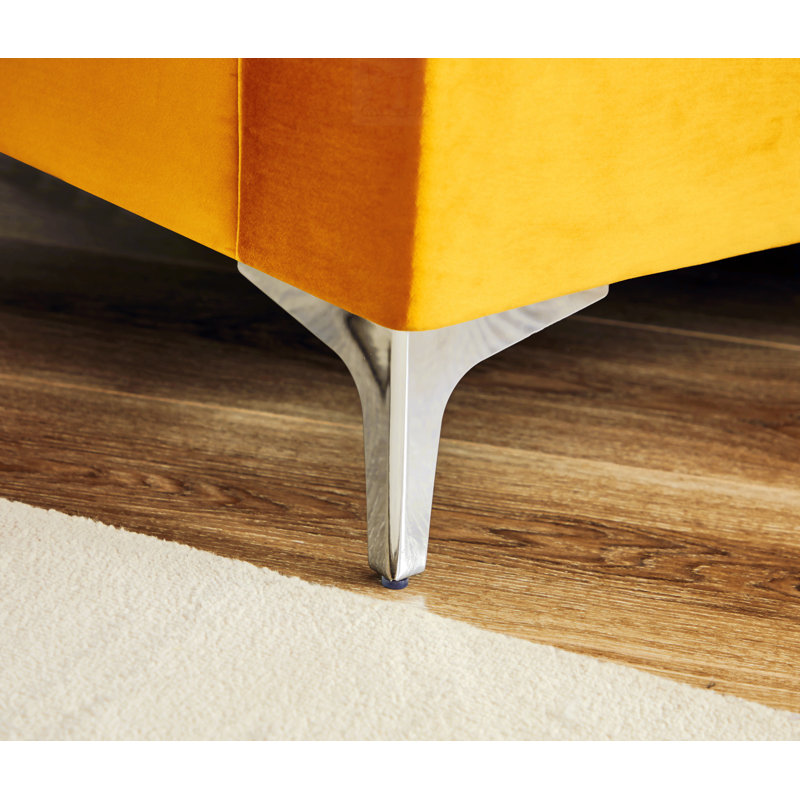 Velvet Curved Sofa, Yellow Velvet