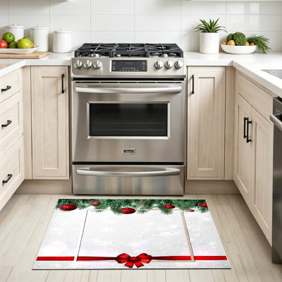 Red Machine Washable,Festive Christmas Tree and Toys Indoor Area Rug