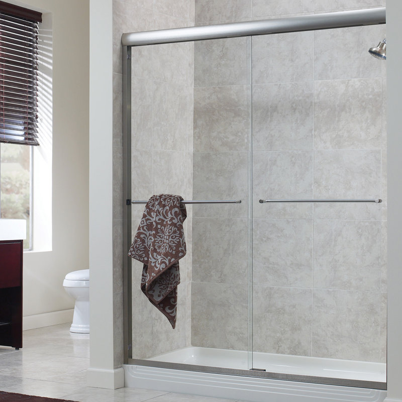 Porte de douche semi-sans cadre H 65 "Cove, Nickel brossé