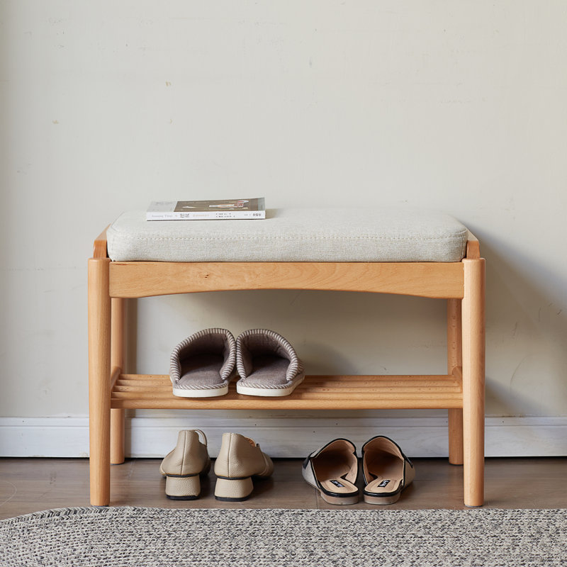 Banc à chaussures en bois massif naturel, Gris