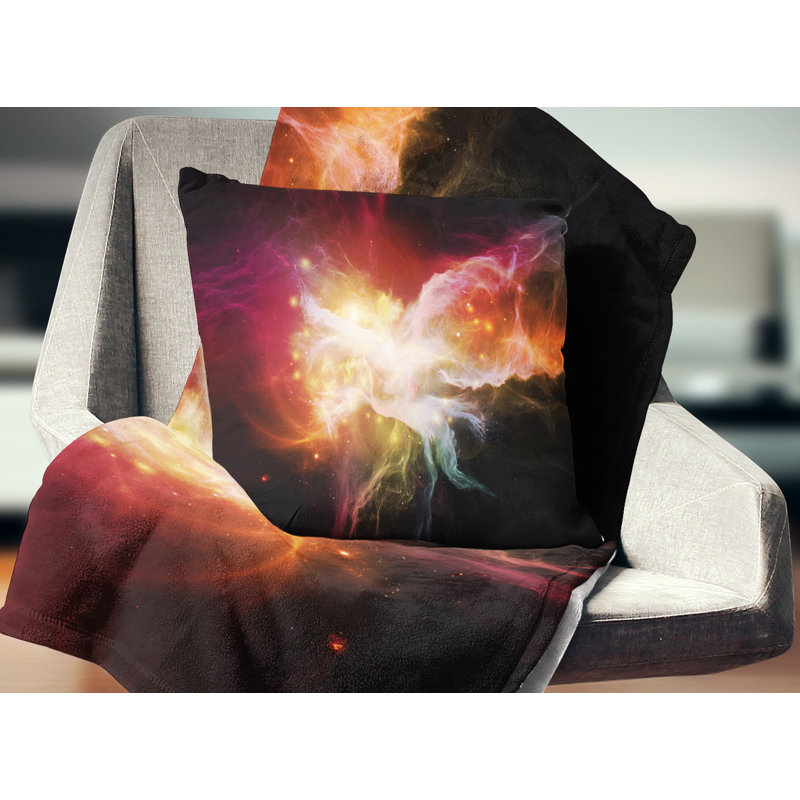 Élégance des nébuleuses - Coussin imprimé abstrait, 16 po x 1 po, Coussin décoratif