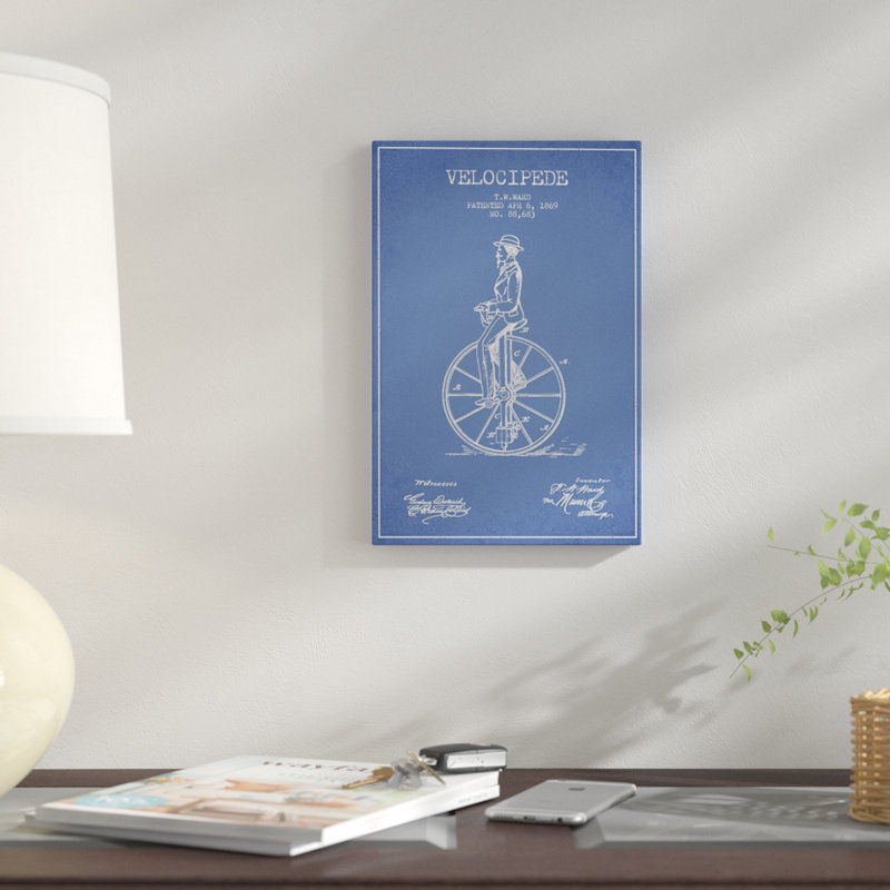 « 'i. l. 'velocipede' », reproduction d’impression sur toile, H 26 po x l 18 po x P 1,5 po, Pas de tapis, Toile tendue