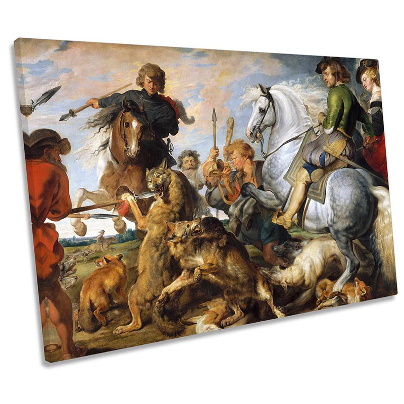 Wolf And Fox Hunt Peter Paul Rubens - Wrapped Canvas Print, 30.5cm H x 45.7cm W x 2cm D