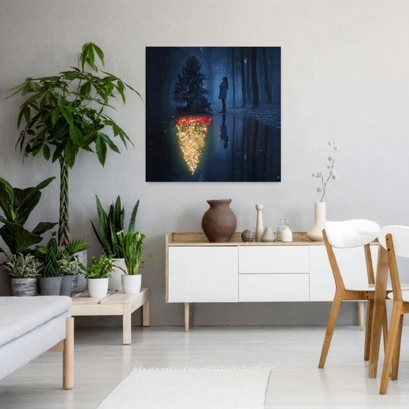 The Hope of Christmas Dreamy Surreal Abstract Christmas Tree Forest Landscape Wall Art Print 1 Piece Wrapped Canvas Wall Art