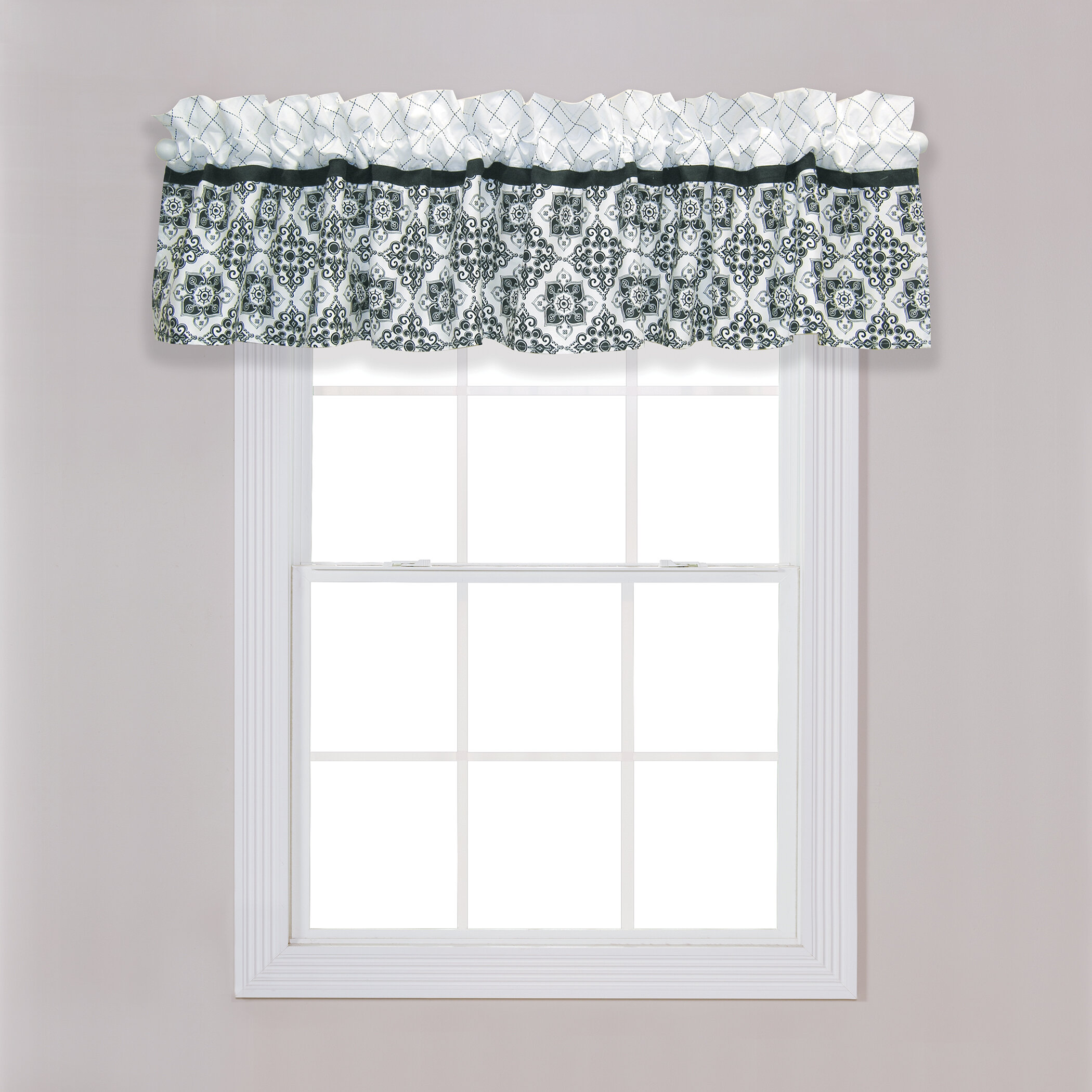 Trend Lab Versailles Damask Ruffled 82'' W Window Valance in | Wayfair