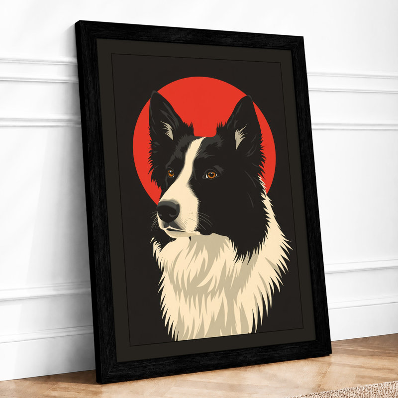 Alert Dog Rising Modern - Framed Print, A2 - 59.4 x 42.0 cm, Black