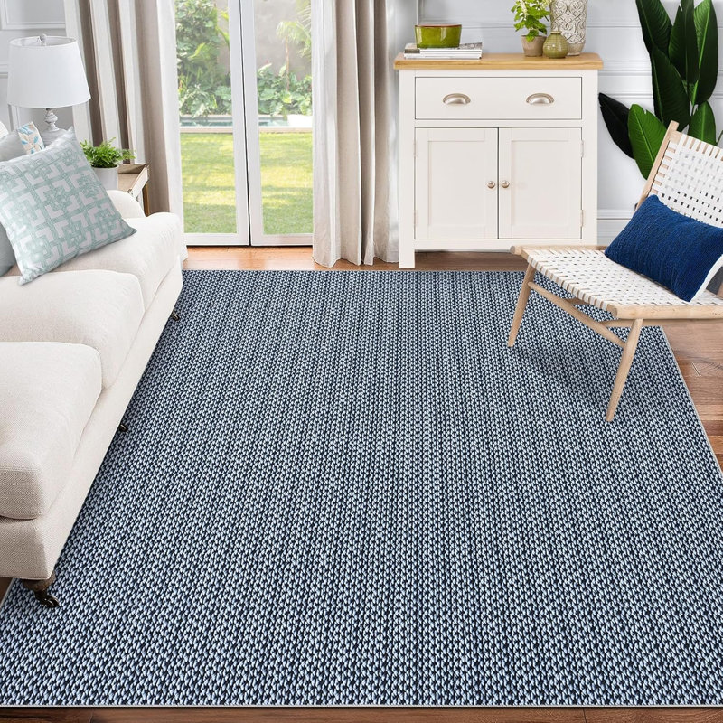Ft Vintage Print Boho Rug, Non-Slip, Washable, Stain-Resistant, Low Pile Carpet for Living Room/Bedroom/Kitchen (Black)