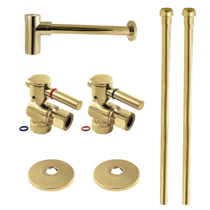 Kingston Brass Trimscape Modern Plumbing Supply Kit Combo, Polished Brass