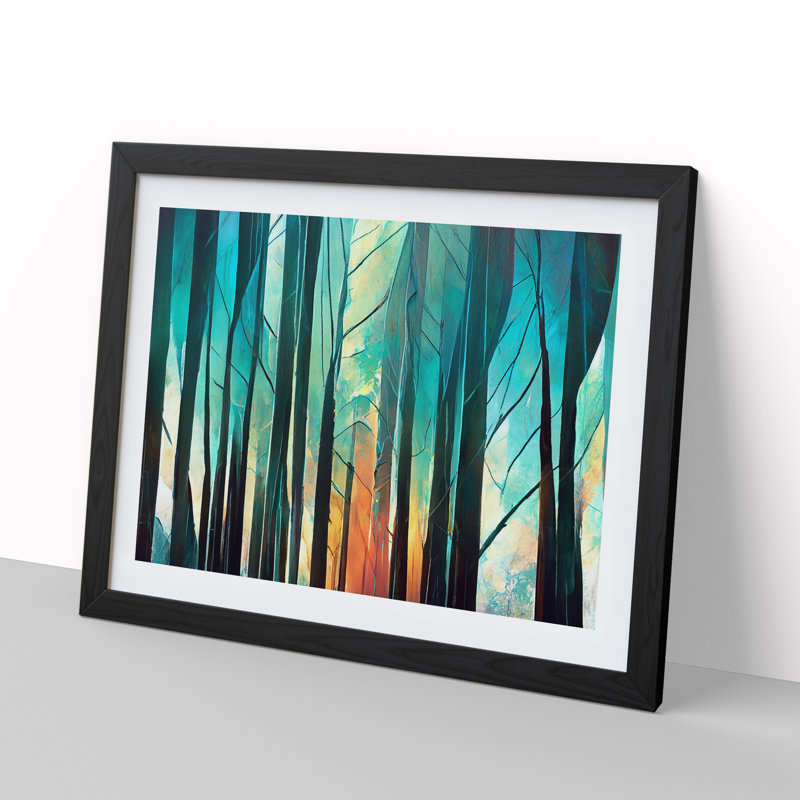 Forest Abstract Vol.3 - Single Picture Frame Print, Black Framed, 46cm H x 64cm W x 2cm D