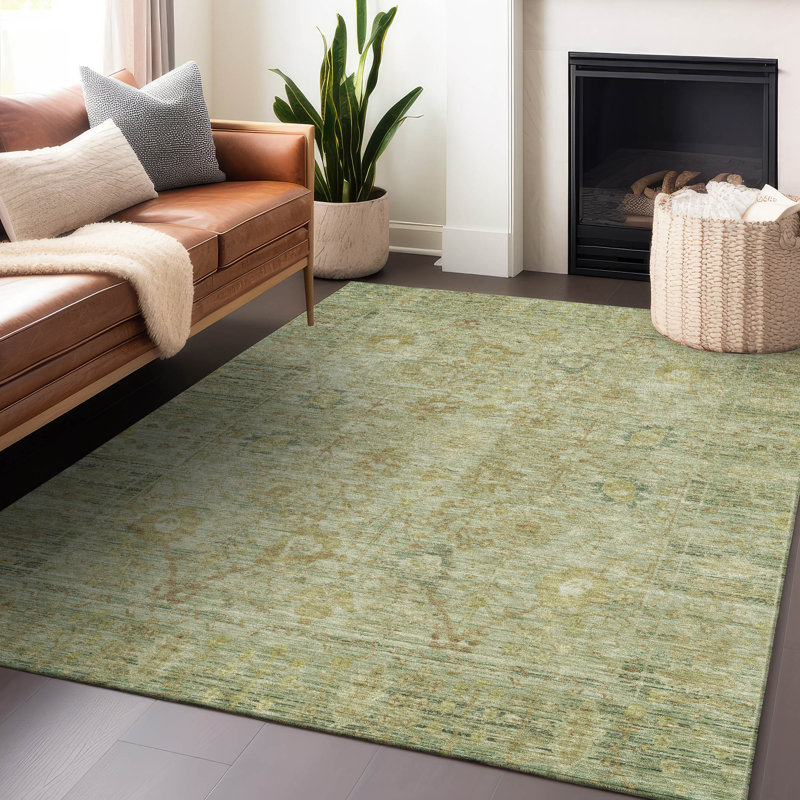 Tapis vert lavable intérieur / extérieur Vilnius , 9 pi x 12 pi