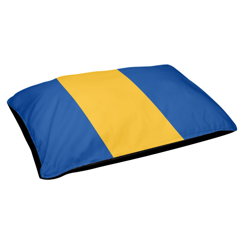 Coussin rectangulaire designer Atlanta, Grand (L 40 po x l 50 po), Bleu royal / or