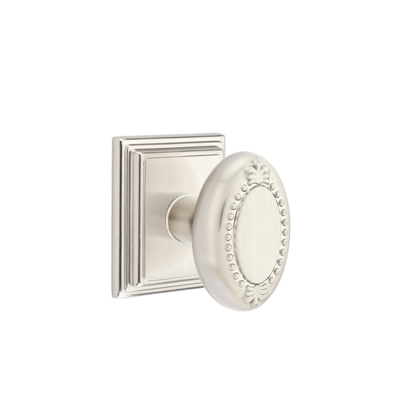 Faux bouton rond simple avec rose Wilshire, Nickel satiné
