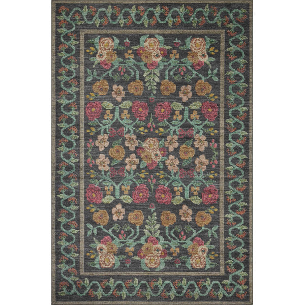 Rifle Paper Co. x Loloi Rosa Black Area Rug & Reviews | Wayfair