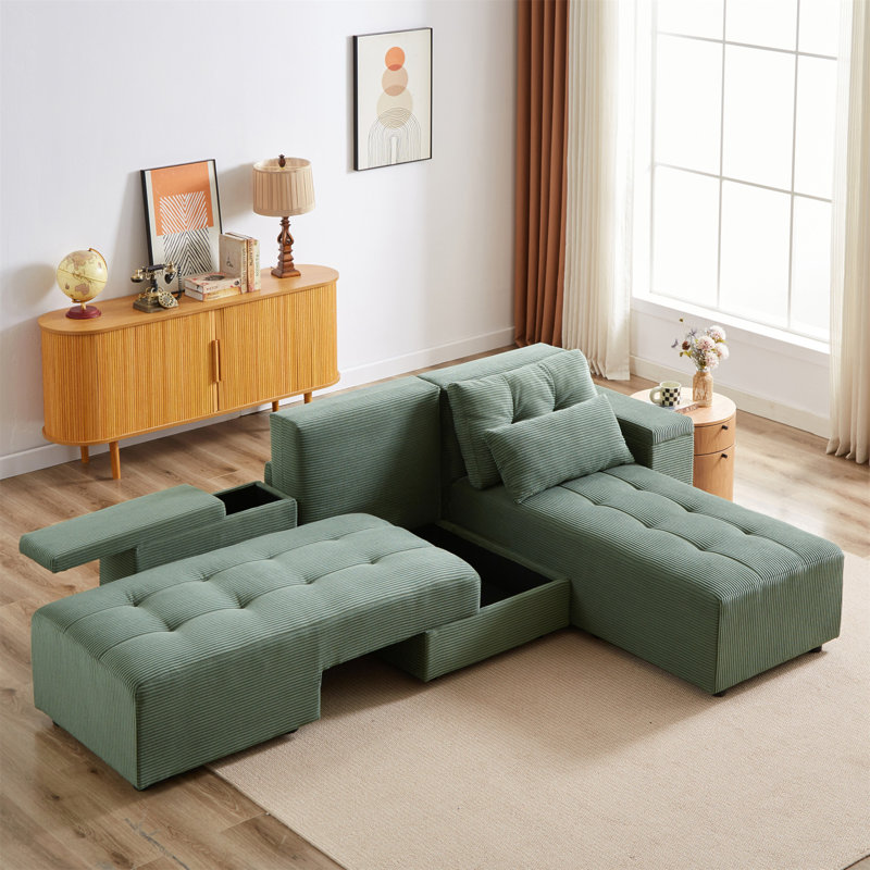 Lazos 76'' Corduroy Sofa, Army Green Corduroy