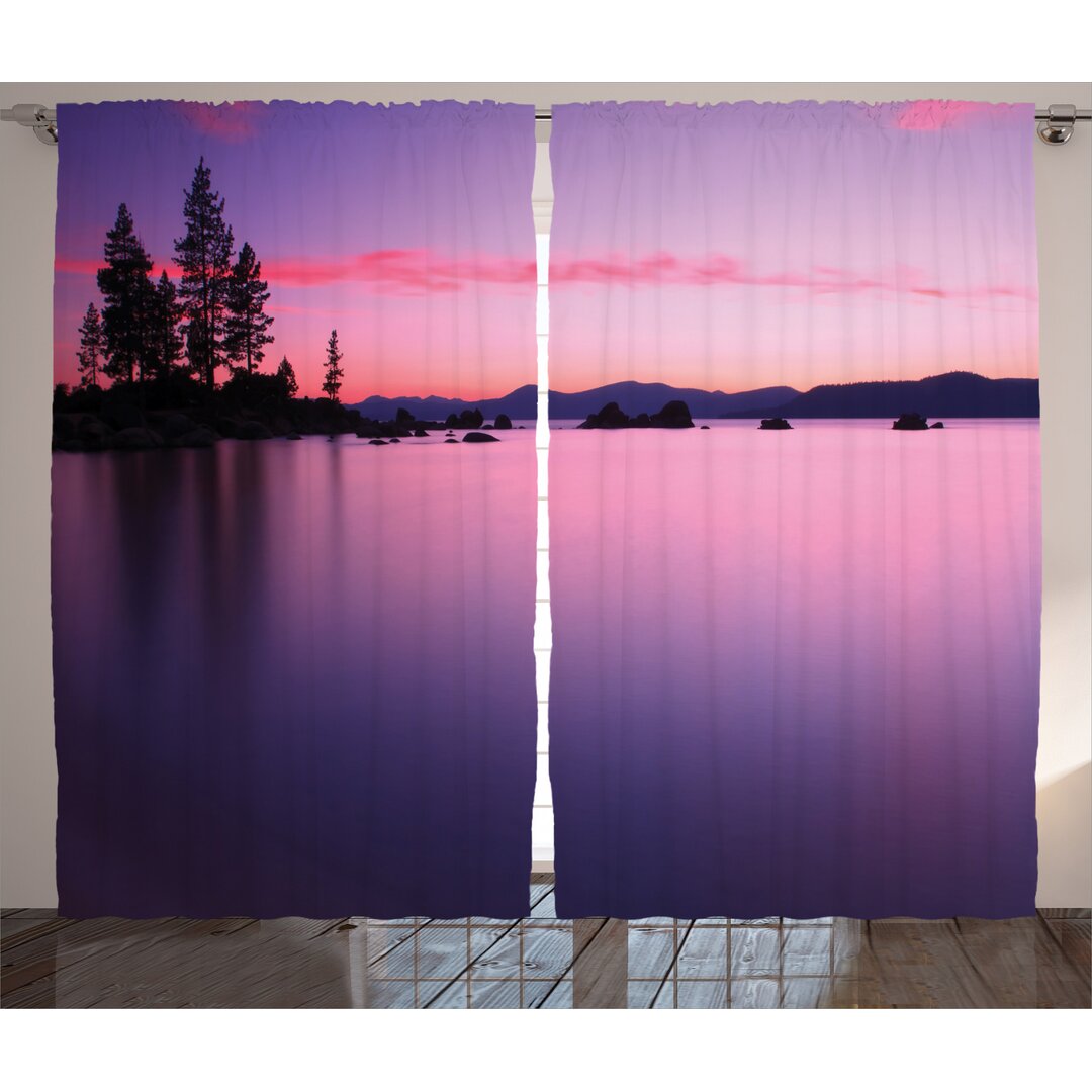 Rustikaler Vorhang, Hazy Calm Lake Tahoe, Nautisch, Lila