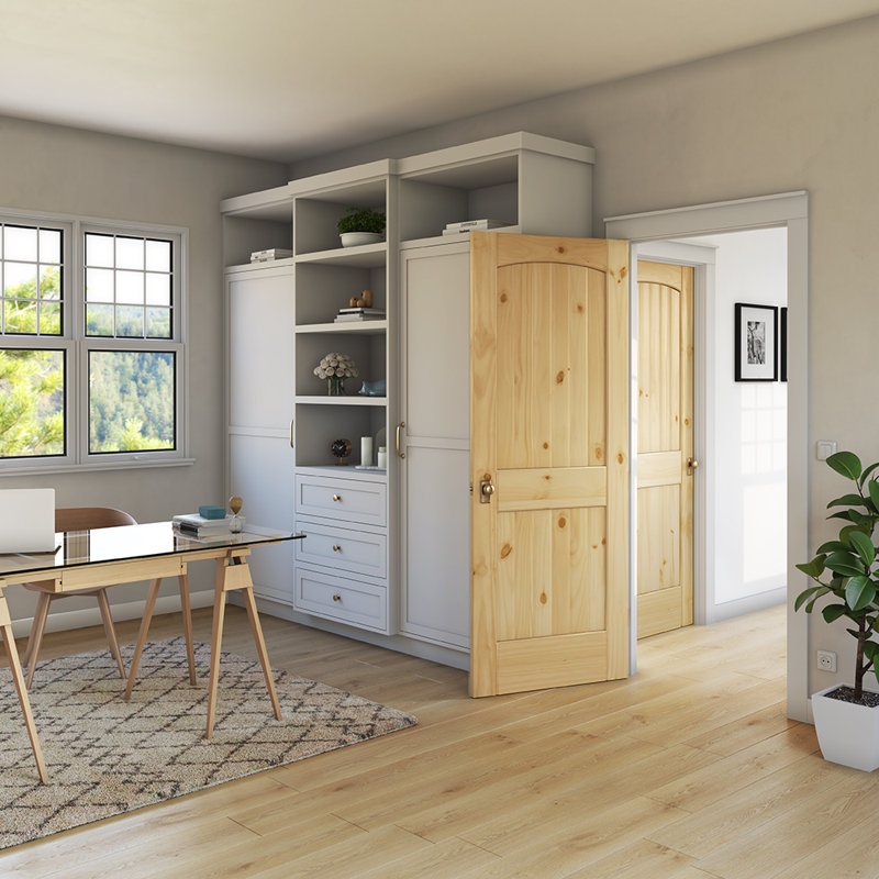 Porte en bois massif 80 po à 2 panneaux sans finition, 36 po x 80 po