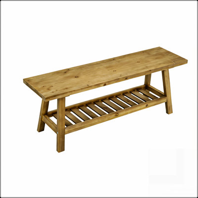 43" Farmhouse Wood Bench, 2-Tier Entryway Bench, Narrow Rustic Storage Bench With Open Storage Shelf For Entryway, Hallway, Living Room, Bedroom, Kitchen, Dining