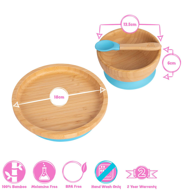 Tiny Dining - Children's Bamboo Suction Round Dinner, Black