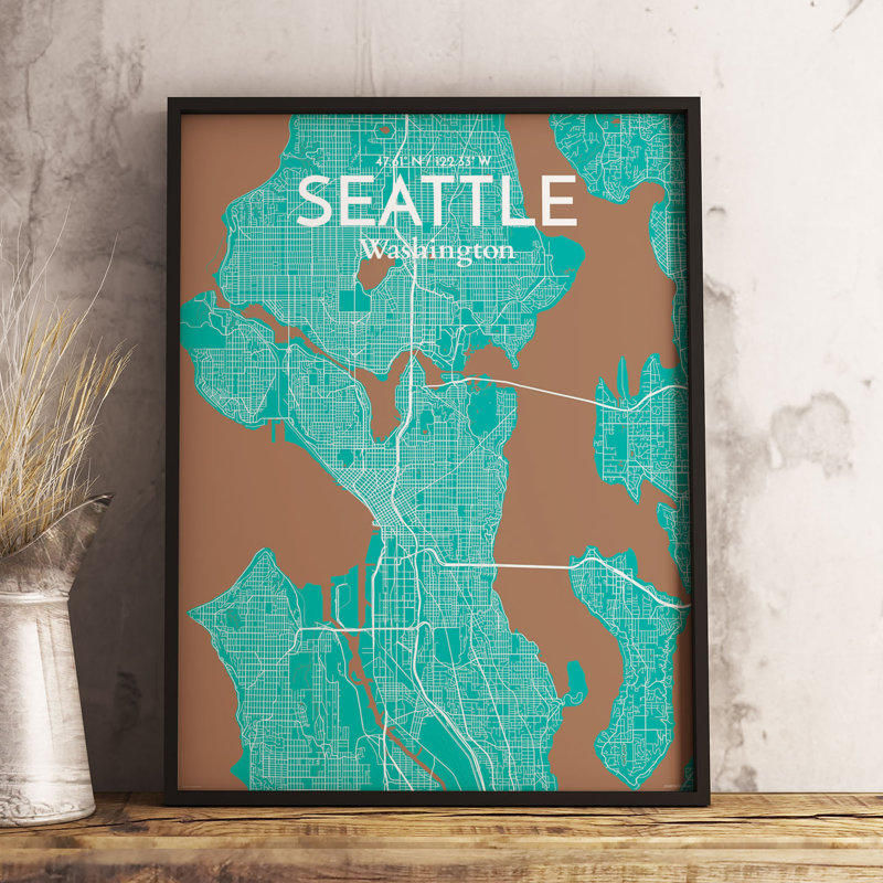 Seattle City Map - No Frame Print, 43.2cm H x 27.9cm W x 0.13cm D