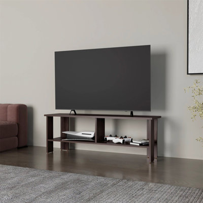 Stained Walnut TV Stand With Open Storage