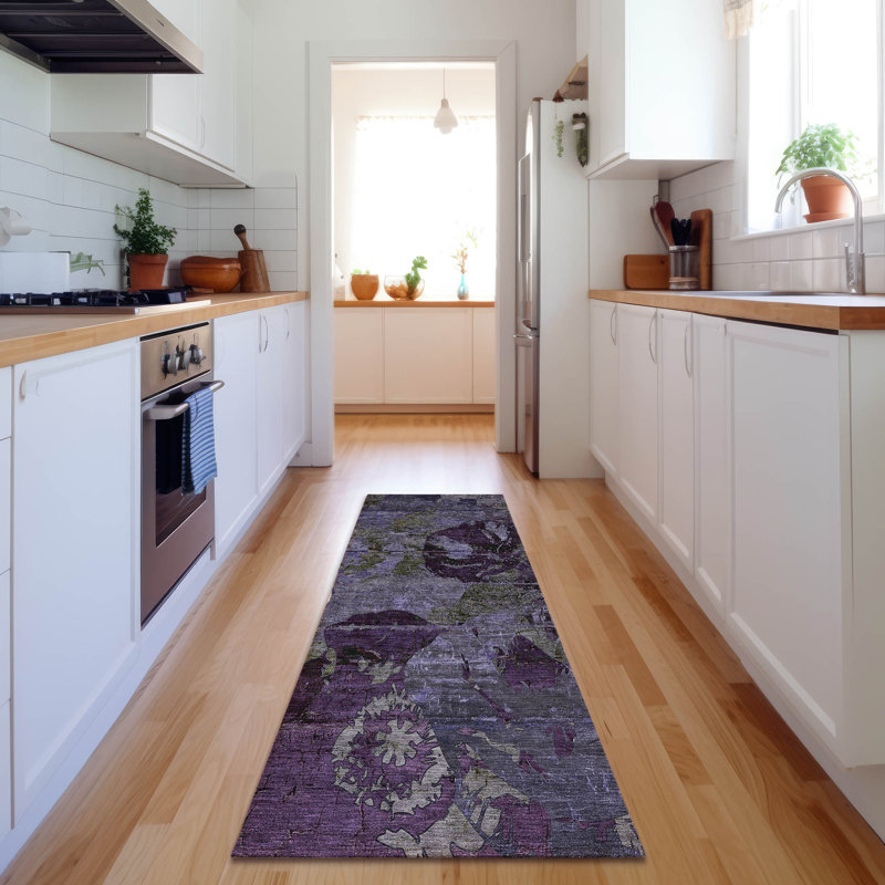 Tapis mauve Premium lavable à la machine Cerrito AMF555, Tapis de couloir 2 pi 3 po x 7 pi 6 po