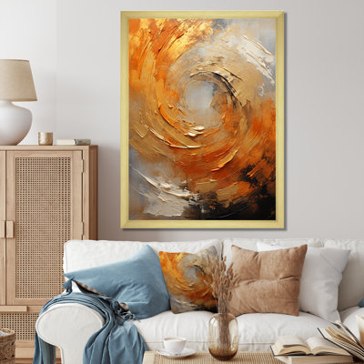 «Gold Orange Desert Mirage Spiral», reproduction sur toile à spirales abstraites