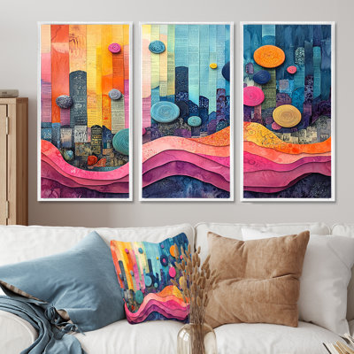 New York dans des tons roses et bleus - ensemble d'art mural de la ville de New York