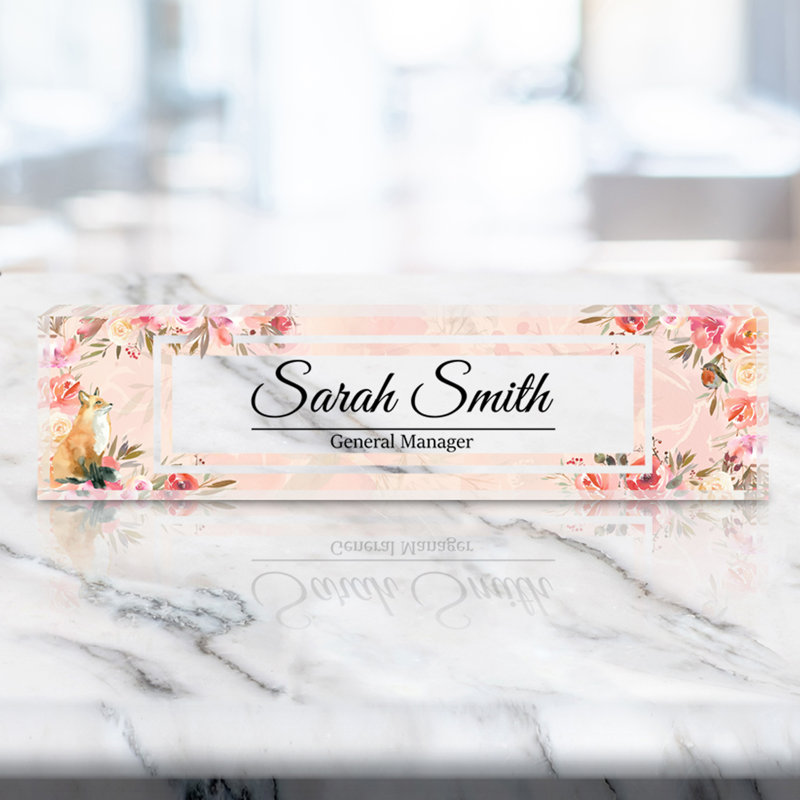 Plaque nominative personnalisable "Fleurs", Noir, Oui