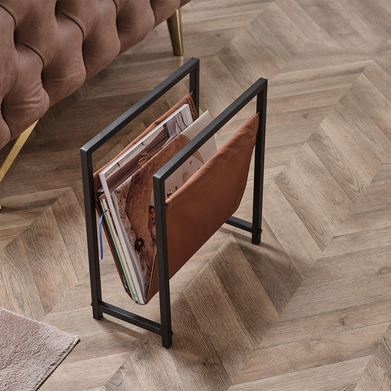 Yudany Free Standing Magazine Rack, Brown