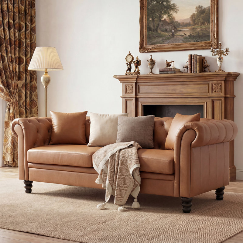 Canapé Chesterfield de 83,1 po Fynlie, Brun