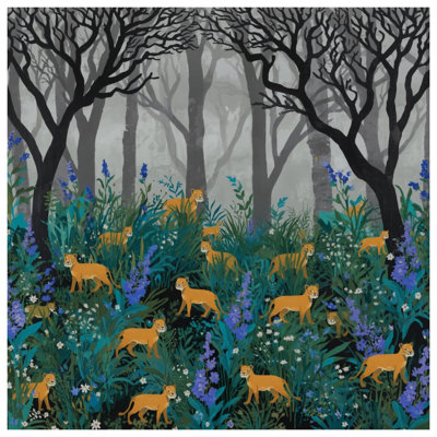 Lions In Misty Forest Comforter