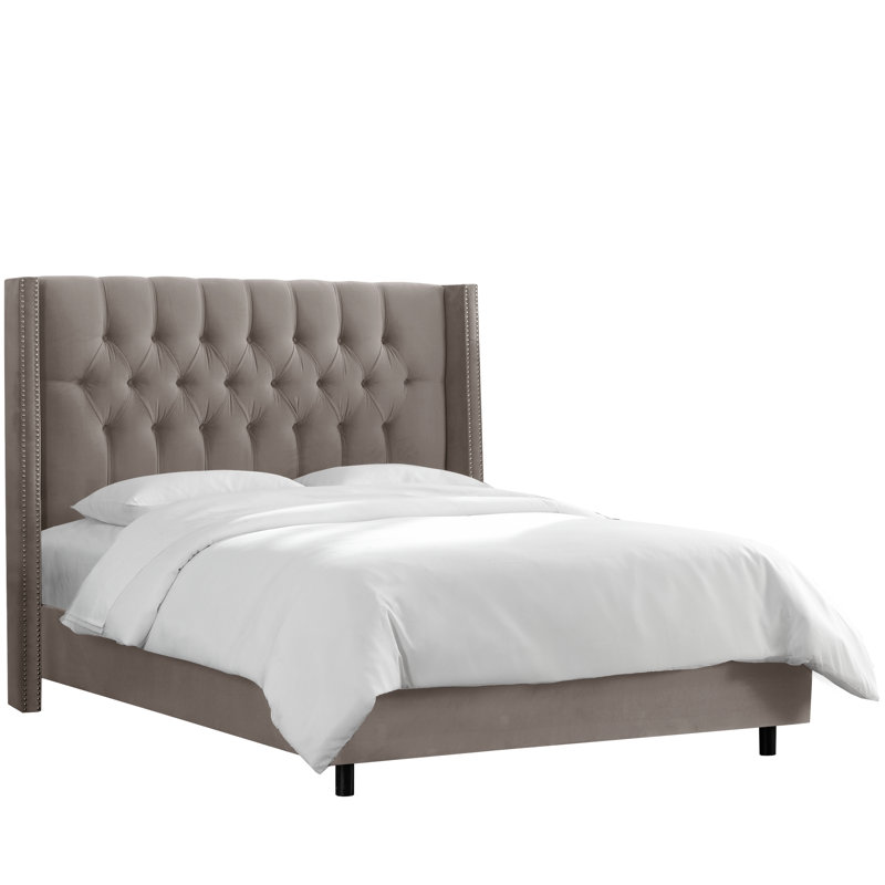 Upholstered Wingback Bed, California King, Classic Berry Velvet