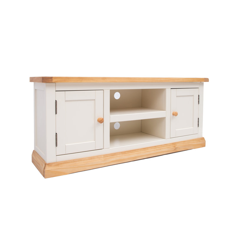 Henslee TV Stand for TVs up to 55", White/Brown/Natural