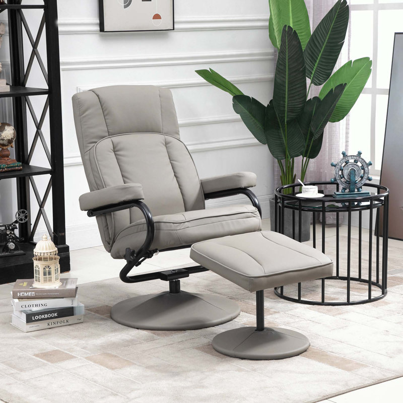 Fauteuil inclinable pivotant avec repose-pieds Amardo, Gris