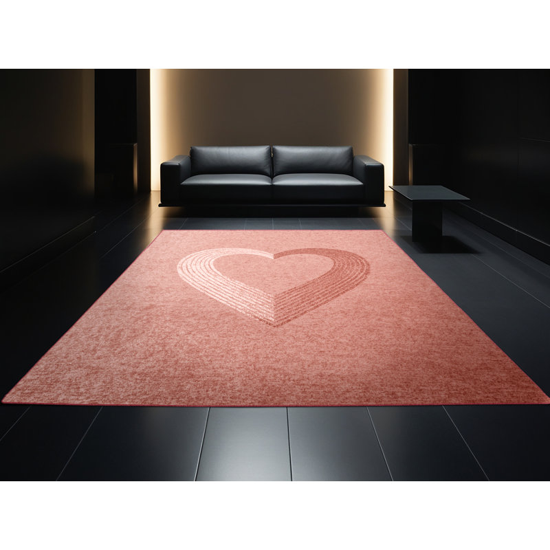 Soft Plush Feingold Valentines Modern & Contemporary Abstract Area Rug in Beige – Rose Binding, 2x5