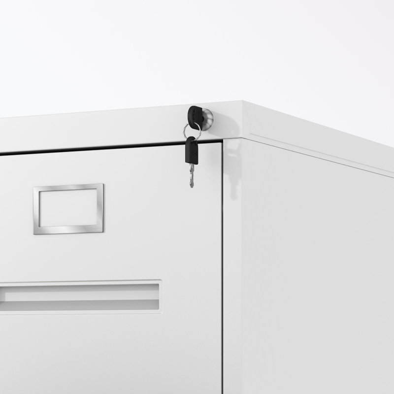 Classeur en métal avec 3 tiroirs et serrure, Blanc
